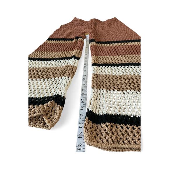 Zara Crochet Striped Flared Pants | Medium - Picture 2 of 5